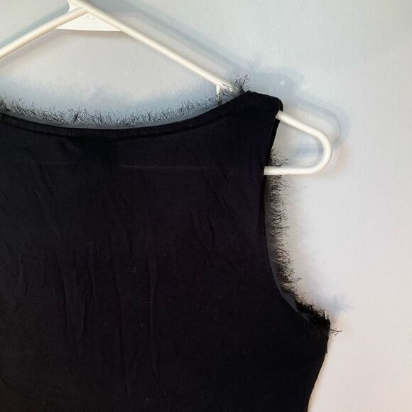 Tuxedo Eyelash Fringe Jersey Tank Top. Small. Goth - Picture 4 of 7